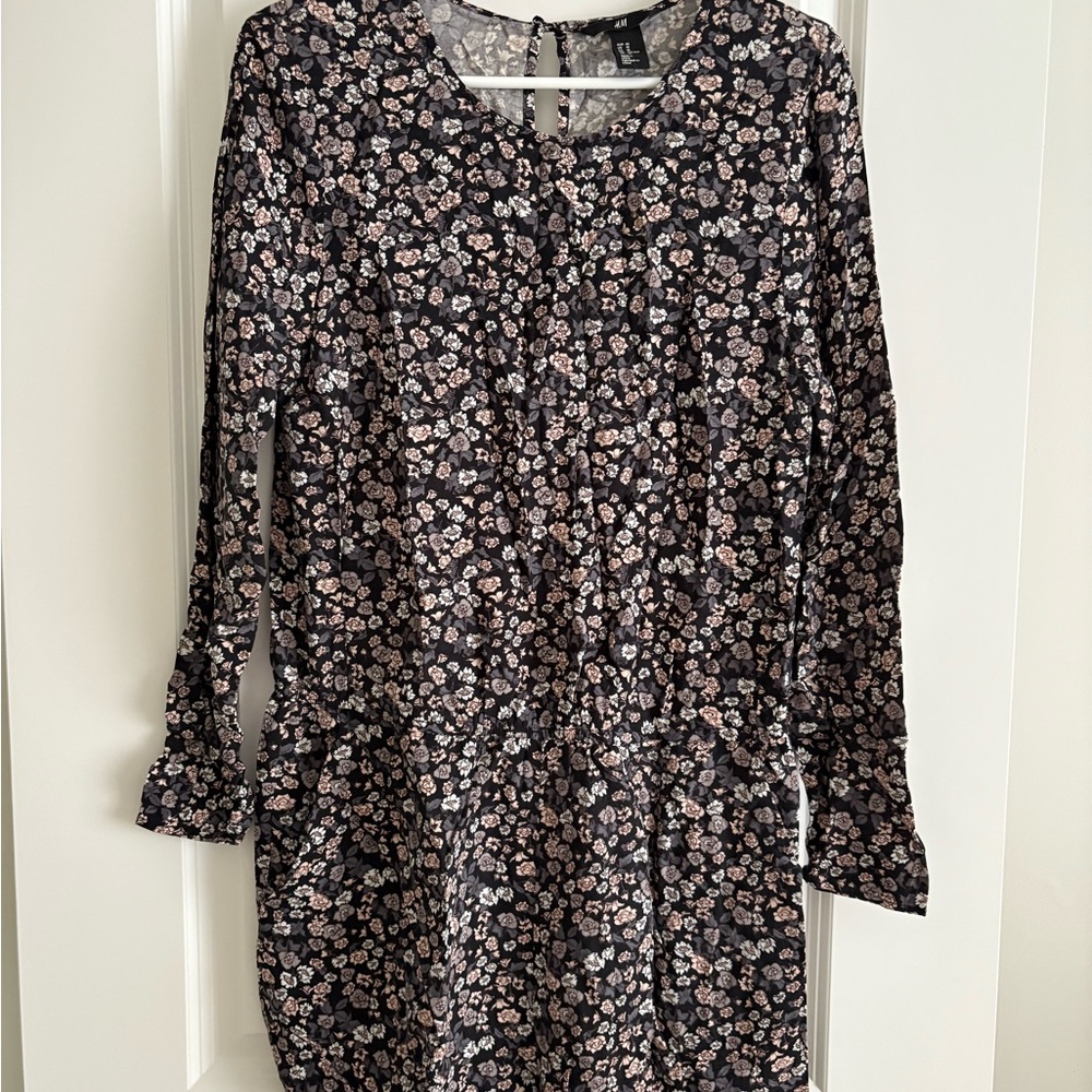 H&M Black and Pink Floral Jumpsuit